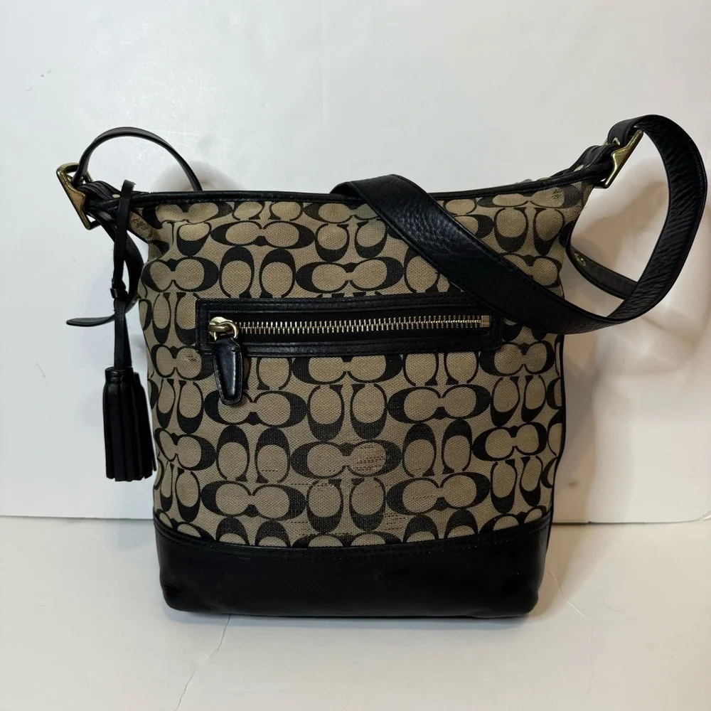 Coach Bleecker Black Legacy Duffle in Printed Signature C Logo Fabric Purse Bag - Picture 4 of 16